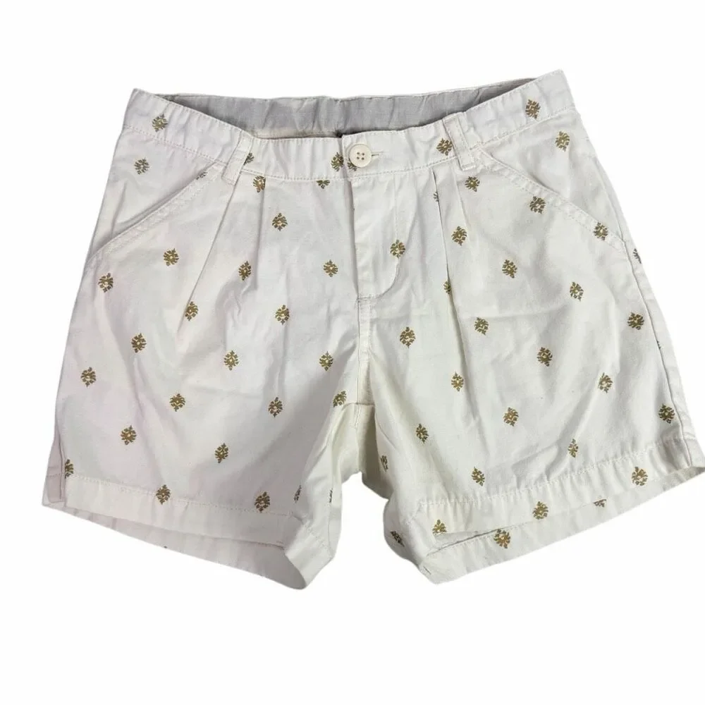 Tea size 8 Girls Shorts Cream Gold Foil
